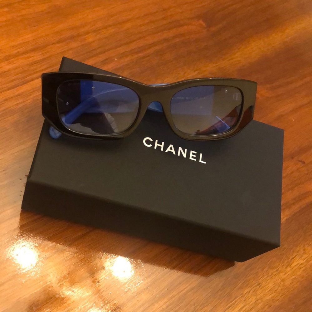Chanel Black and Blue Sunglasses - Picture 1 of 7